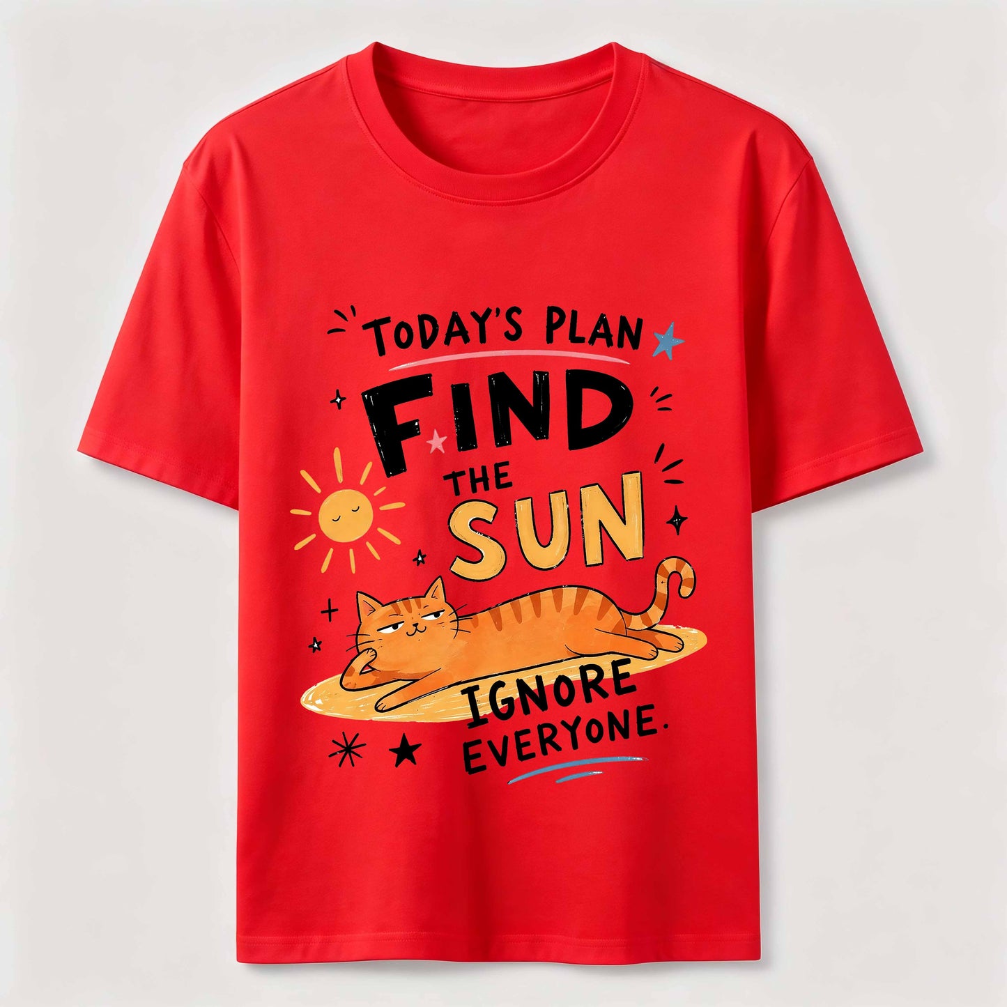 Sun-Seeking Orange Cat T-Shirt