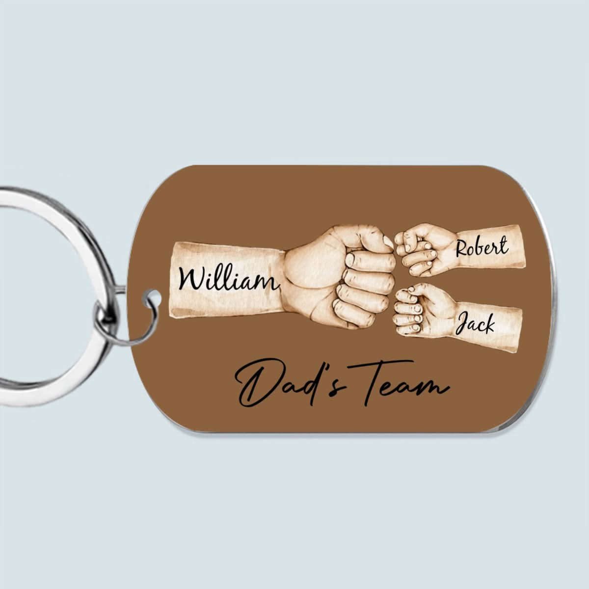 Daddy’s Team Fist Bump - Personalized Stainless Steel Keychain