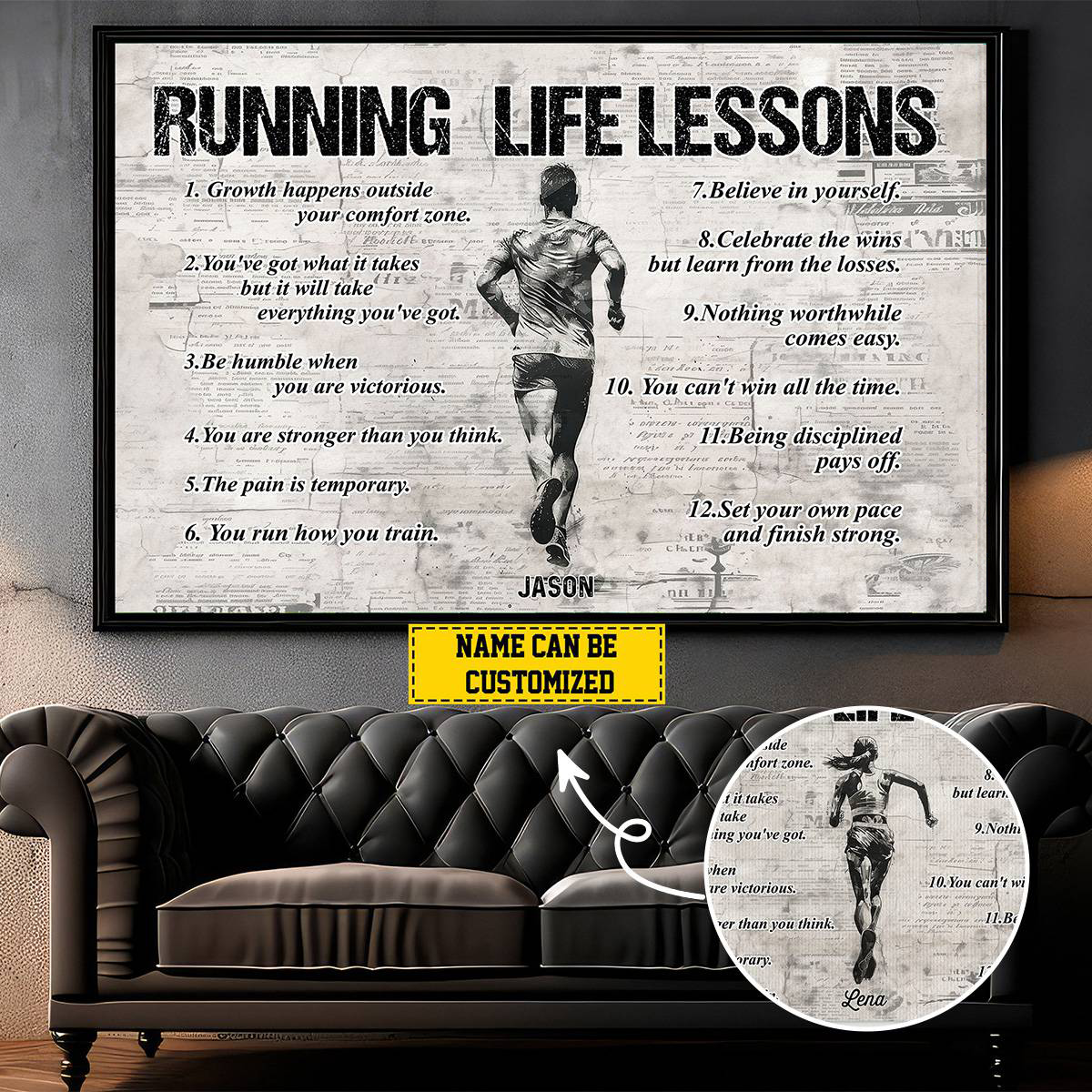 Personalized Running Life Lessons Poster / Canvas - Gift For Running Lovers