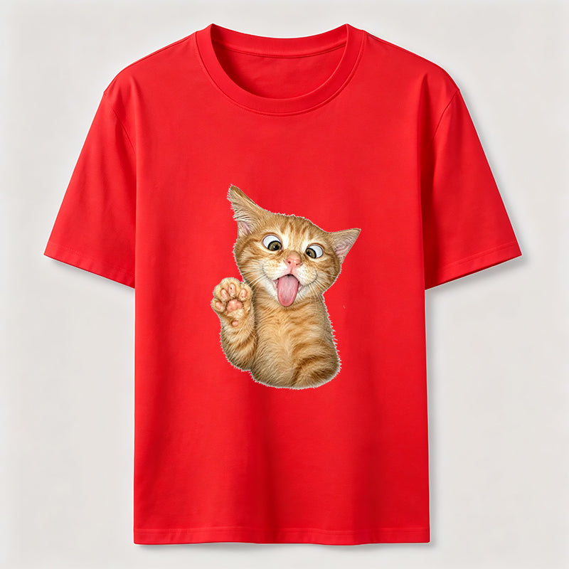 Funny Orange Kitten Wave Tee