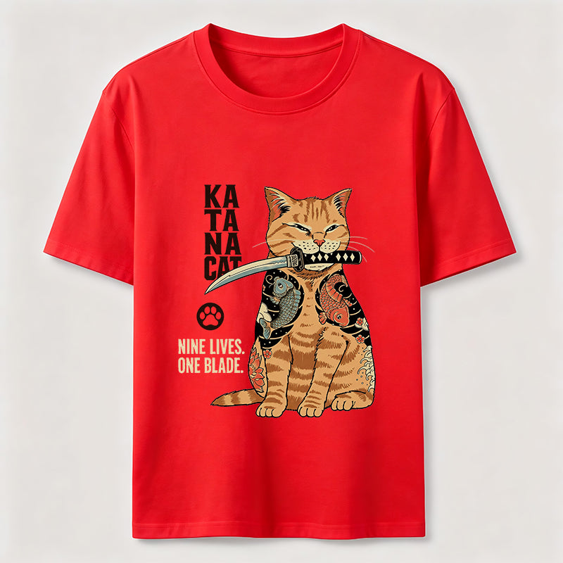Nine Lives One Blade Samurai Cat T-Shirt