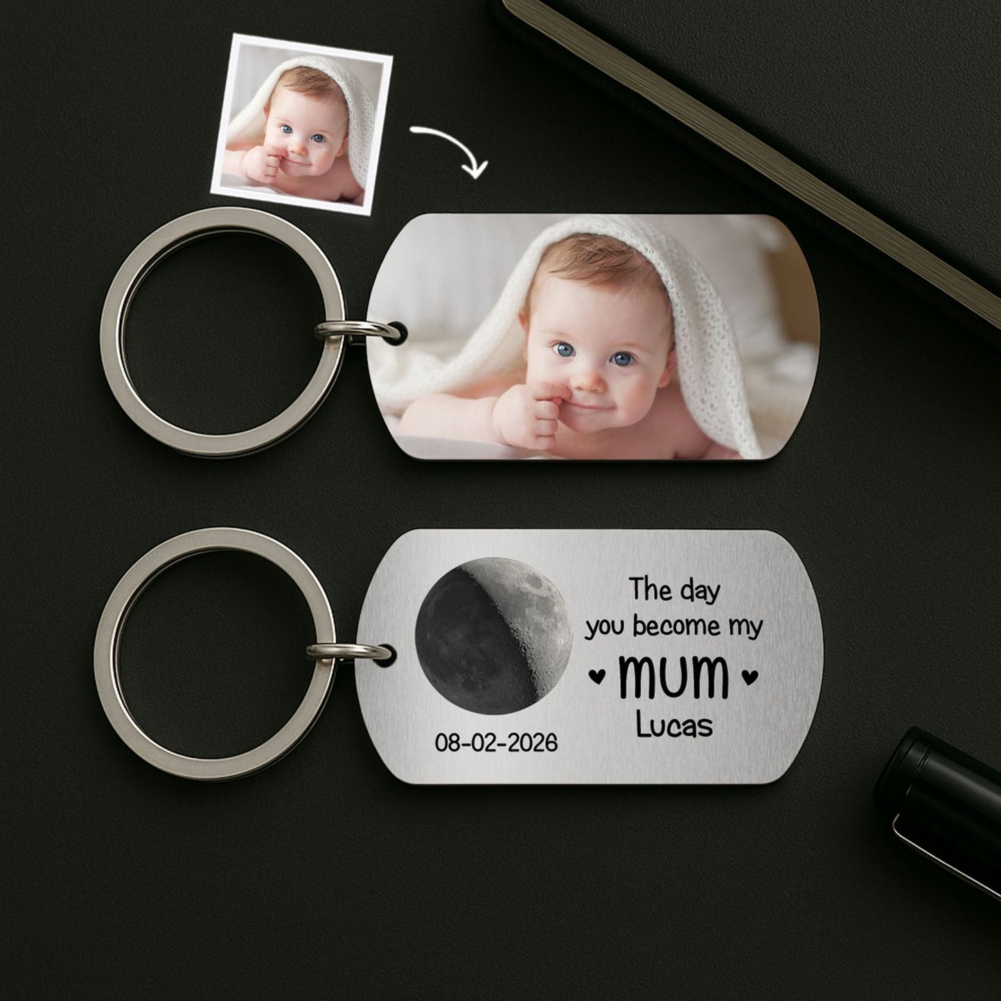 “The Day You Became My Mom / Dad” Personalized Keychain - Cherish Forever