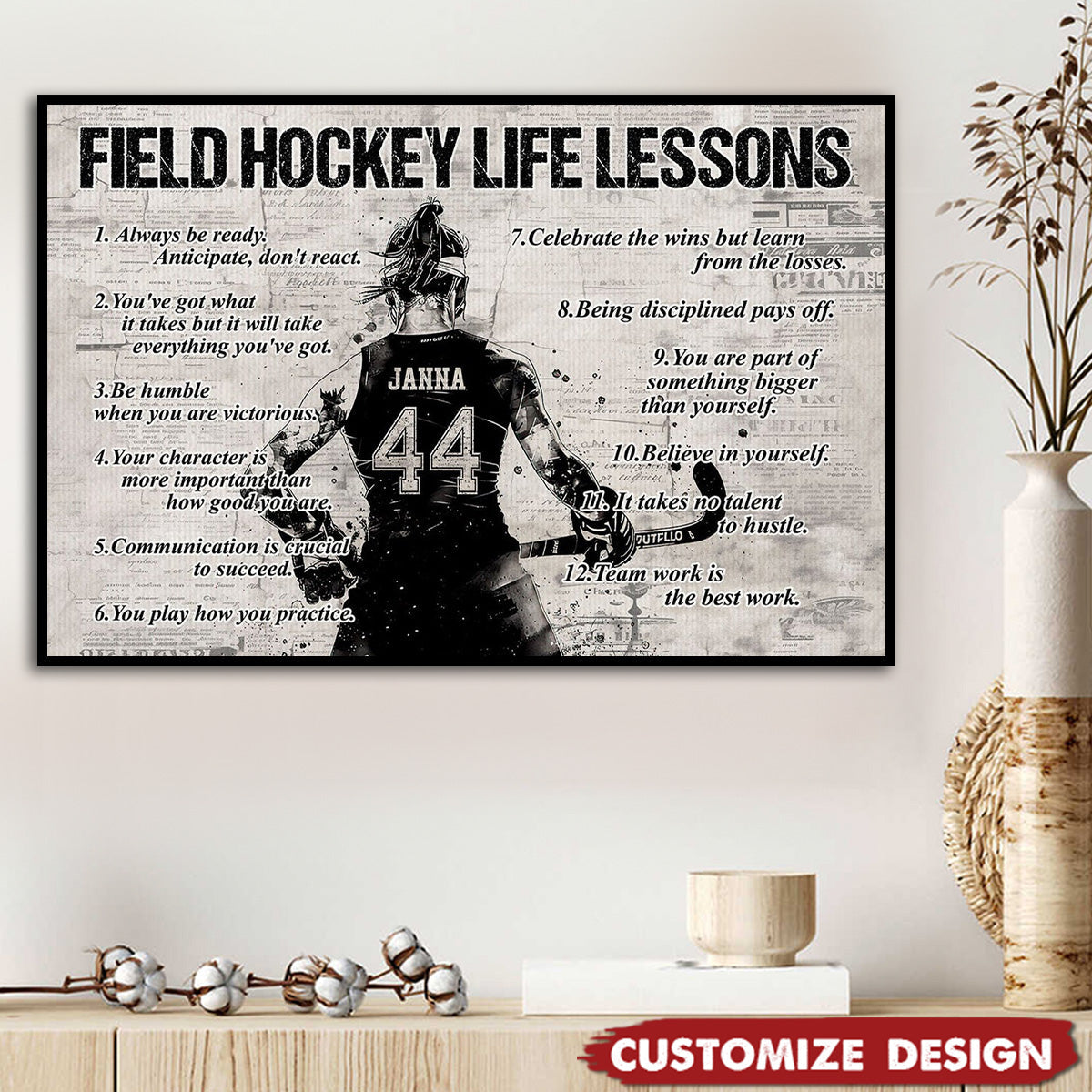 Personalized Field Hockey Life Lessons Poster / Canvas - Gift For Field Hockey Lovers
