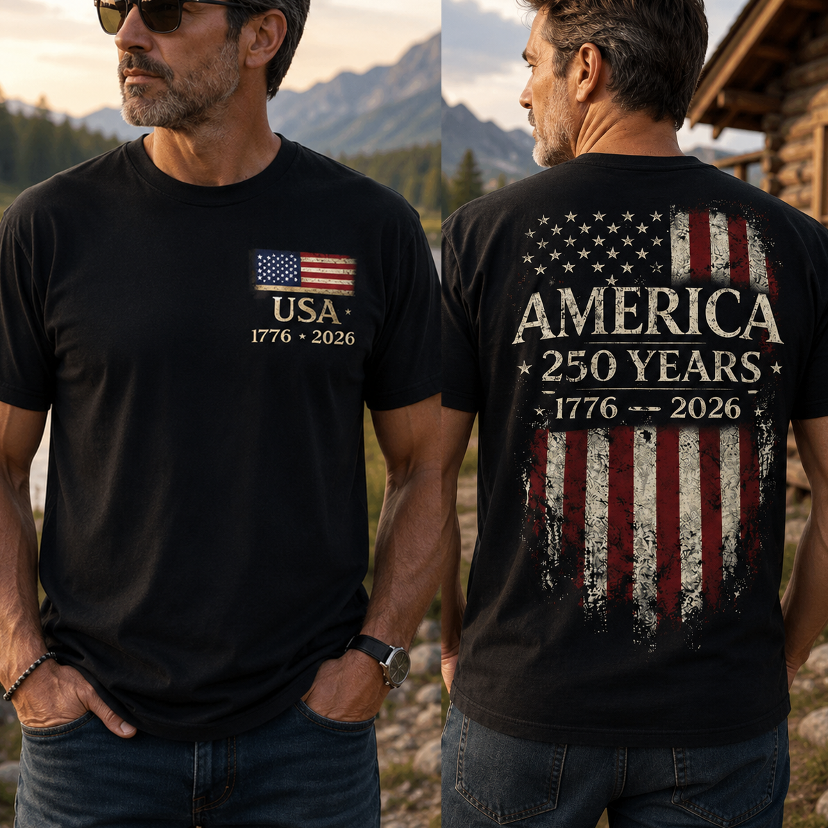 America USA Flag 250 Years Back & Front Shirt Semiquincentennial Gift CH07 911706