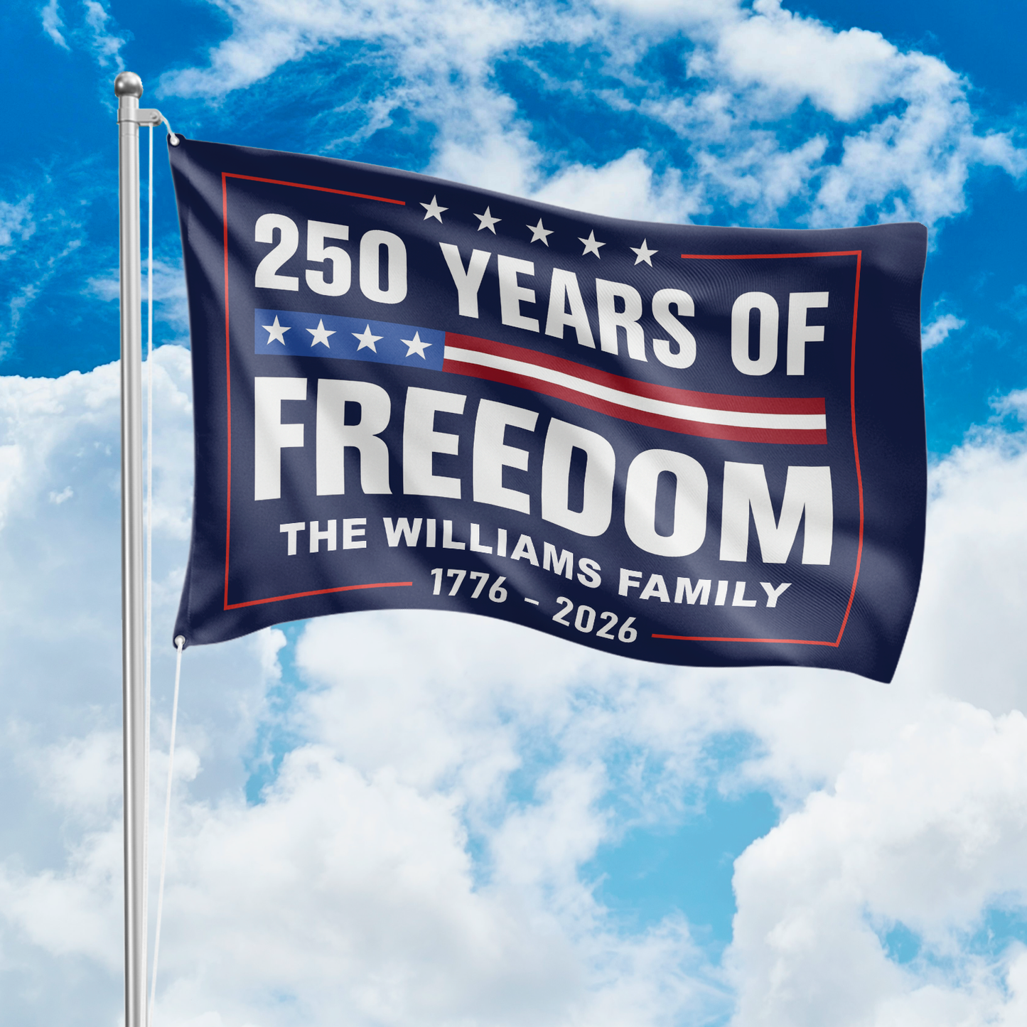 Custom Family Name 250 Years Of Freedom 1776-2026 4th Of July Double-Sided Flag HO82 894850