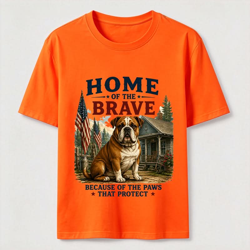 Home of the Brave Patriotic Bulldog T-Shirt