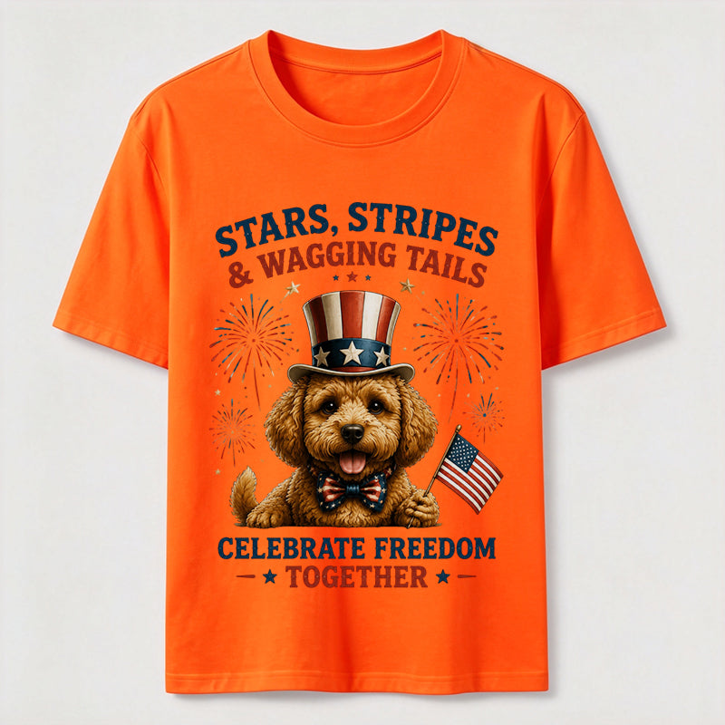 Stars, Stripes & Wagging Tails Patriotic Dog T-Shirt