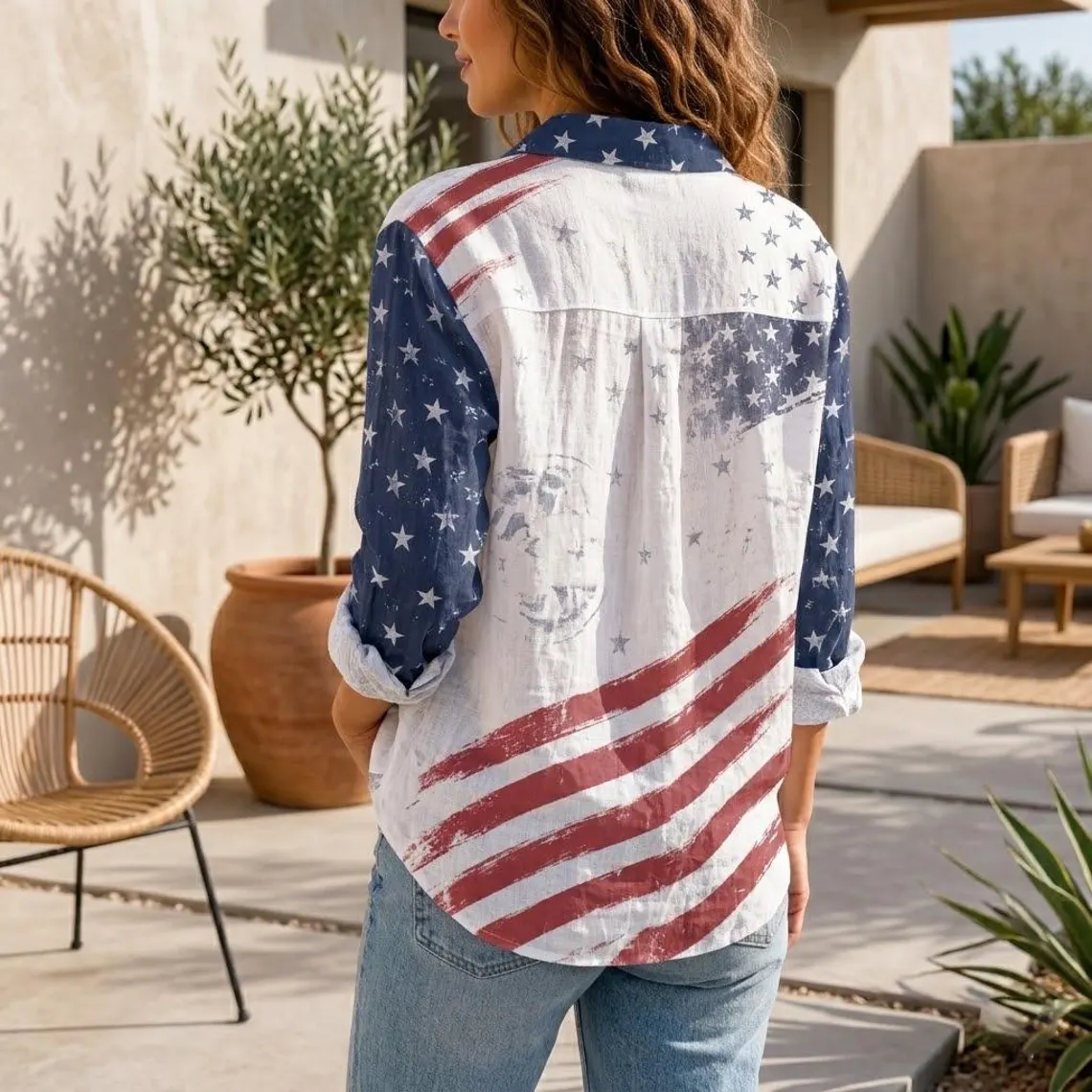 America 250th Anniversar, Patriotic USA Flag, Semiquincentennial, USA 1776-2026 Women Blouse TH10 170115