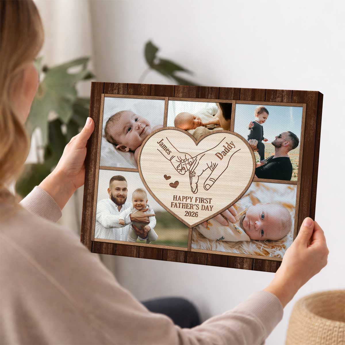 Personalized First Father's Day Photo Canvas for Dad with personalized design details for meaningful gifting image 9