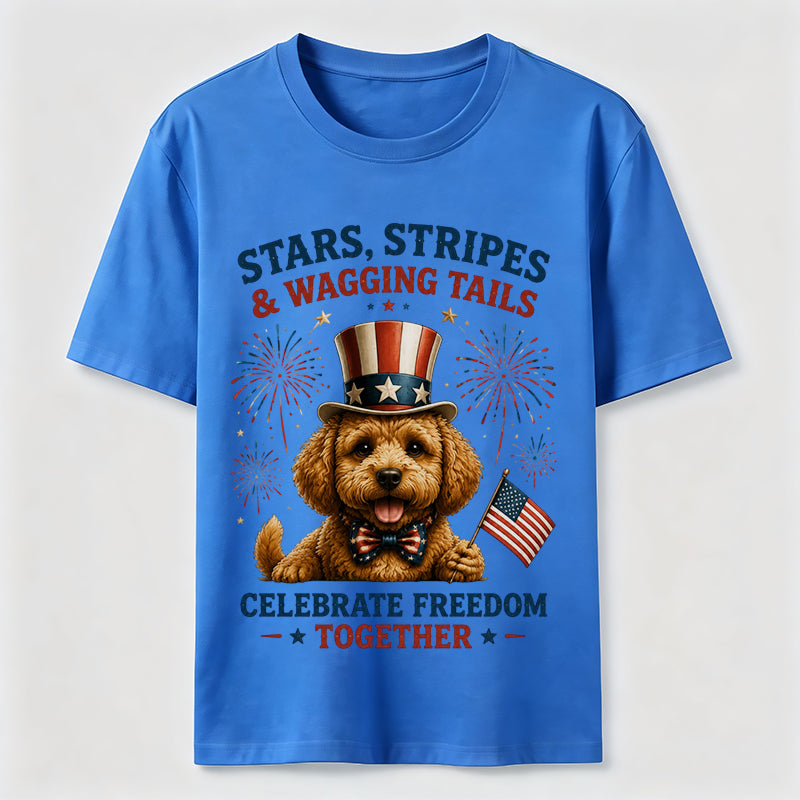 Stars, Stripes & Wagging Tails Patriotic Dog T-Shirt