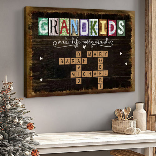 Personalized “Grandkids Make Life More Grand” Canvas - The Perfect Gift for Grandparents
