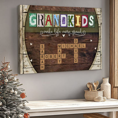 Personalized “Grandkids Make Life More Grand” Canvas - The Perfect Gift for Grandparents