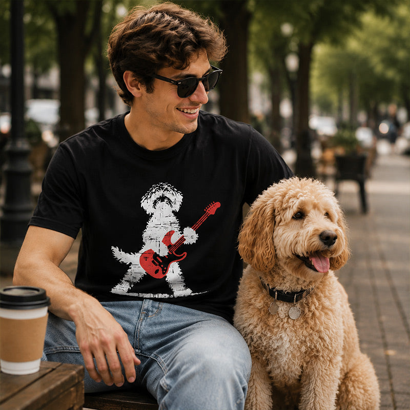 Funny Guitar Playing Puppy Graphic Tee