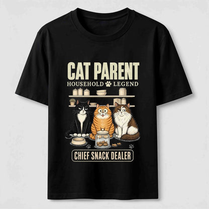 Multi Cat Parent Chief Snack Dealer Cute Cat Lover T-Shirt