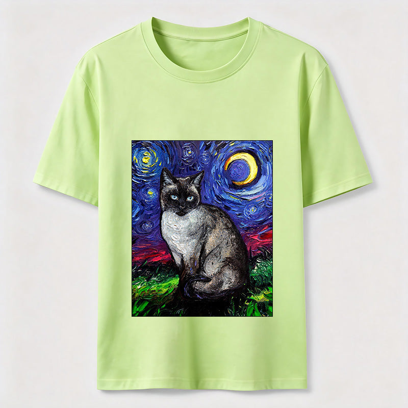 Starry Night Siamese Cat T-Shirt