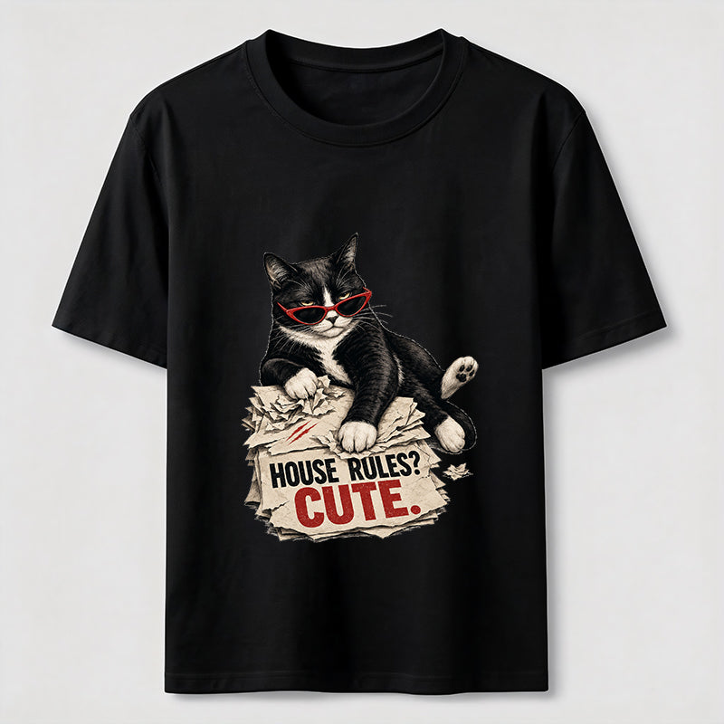 House Rules Cute Cat Tee