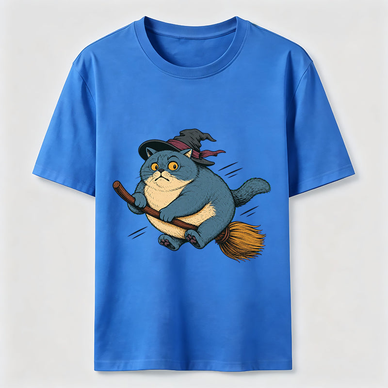 Witch Cat On A Broom T-Shirt