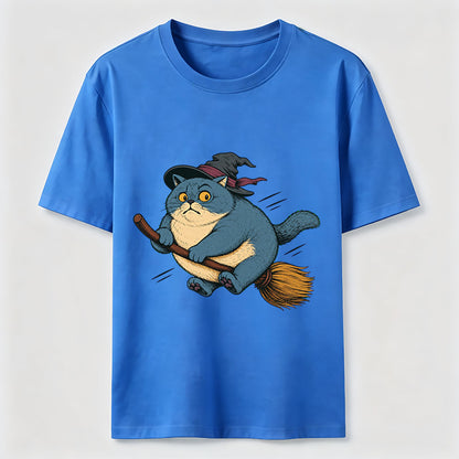 Witch Cat On A Broom T-Shirt