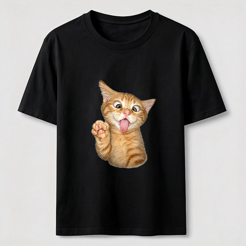 Funny Orange Kitten Wave Tee