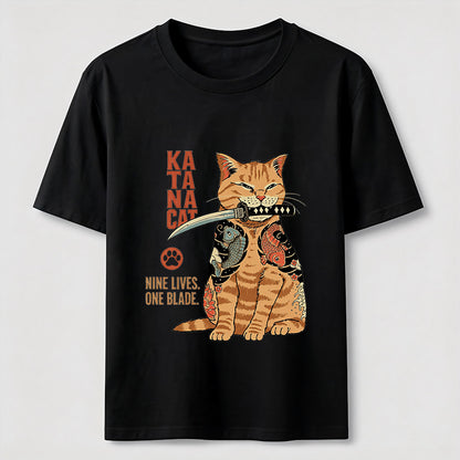 Nine Lives One Blade Samurai Cat T-Shirt