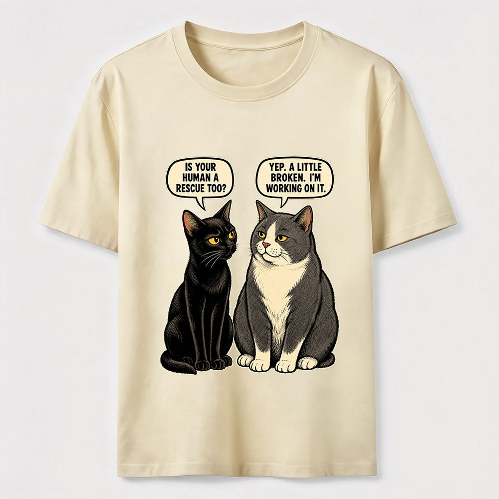 Rescue Human Cat Conversation T-Shirt