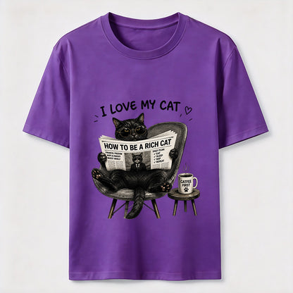 How To Be A Rich Cat Shirt Lazy Cat Coffee Lover Graphic Tee