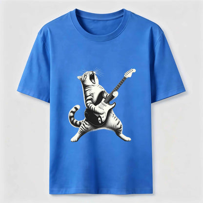 Rockstar Cat Vintage Guitar Streetwear Tee
