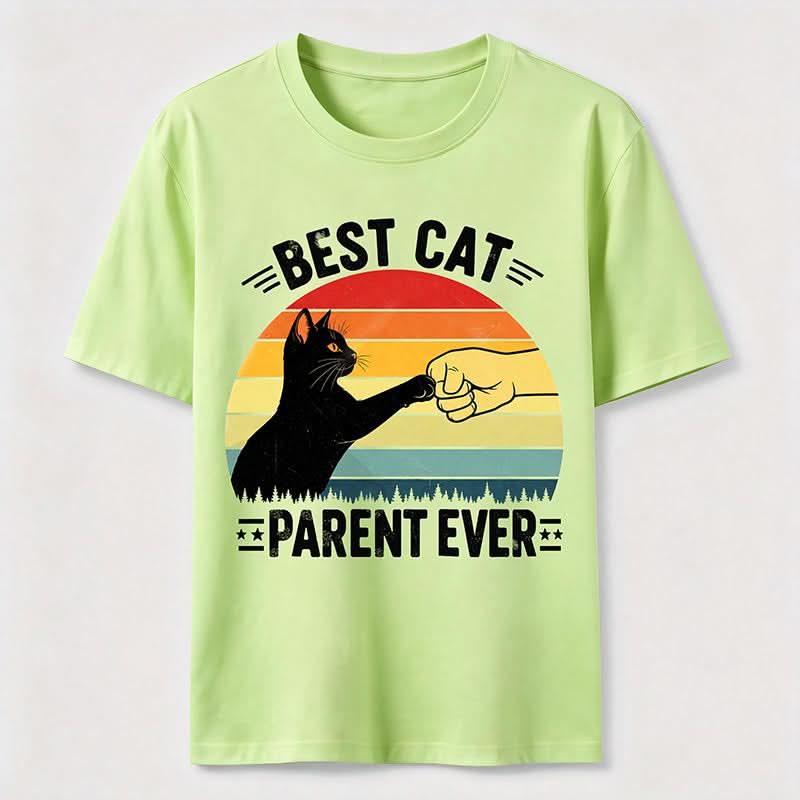 Best Cat Parent Ever T-Shirt Funny Black Cat Graphic