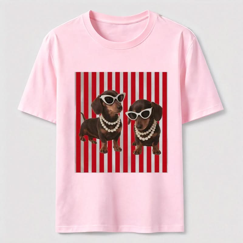 Cool Dachshund Stylish Wiener Dog Sunglasses Graphic Tee