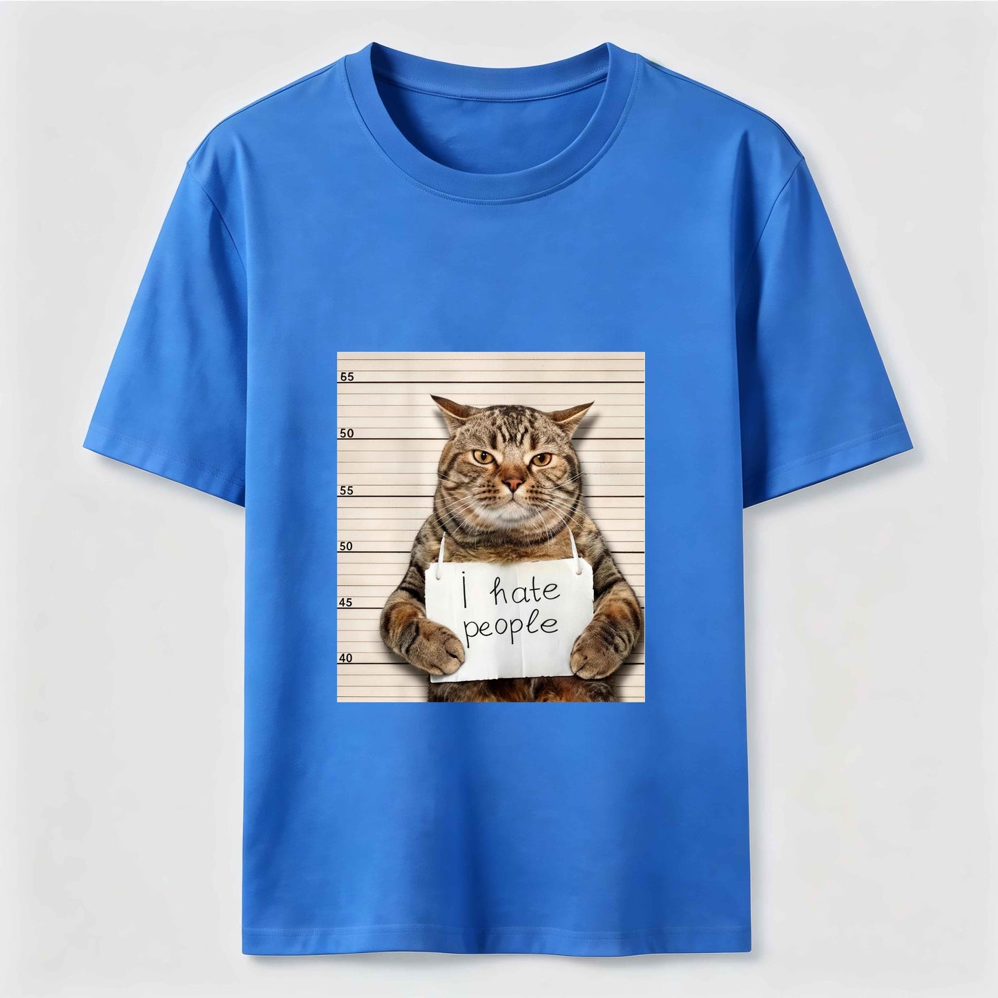 I Hate People Funny Mugshot Cat Graphic Tee