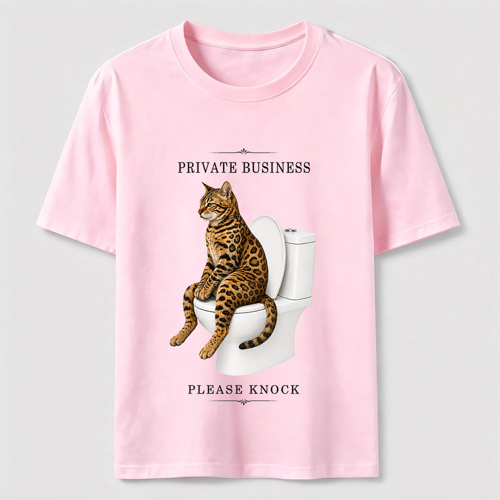 Private Business Cat Bathroom Tee