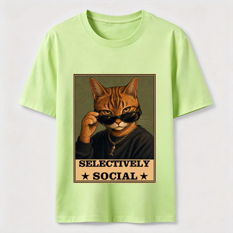 Not Anti-Social, Just Cat Selective Funny Cat Lover T-Shirt
