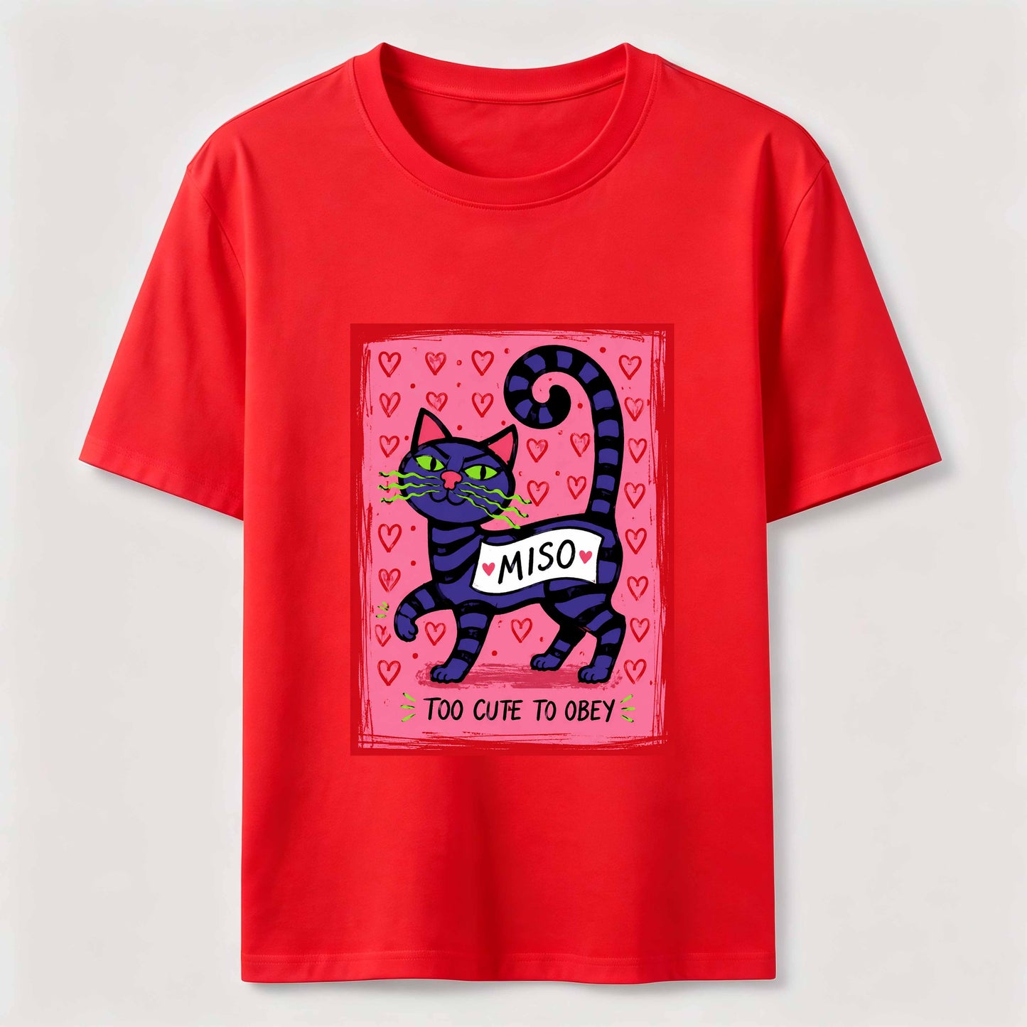 Mischievous Striped Cat Graphic T-Shirt