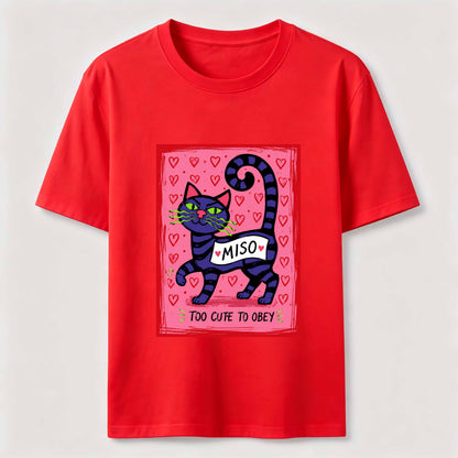 Mischievous Striped Cat Graphic T-Shirt