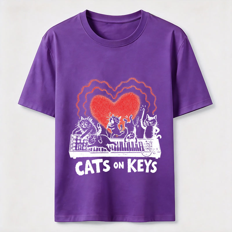 Cats On Keys Music Cat Lover Graphic Tee