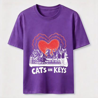 Cats On Keys Music Cat Lover Graphic Tee