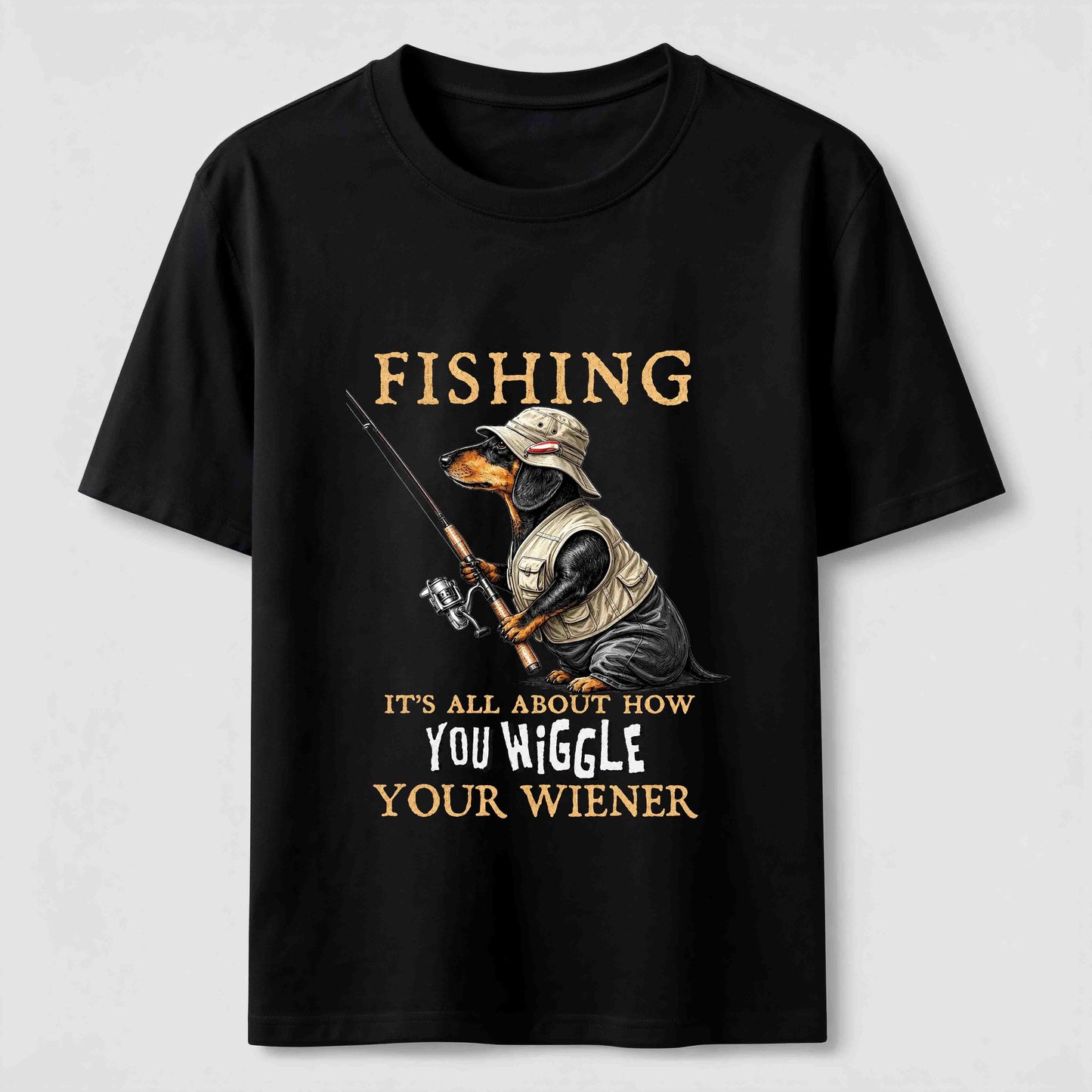 Dachshund Fishing Club Outdoor Wiener Dog Graphic Tee
