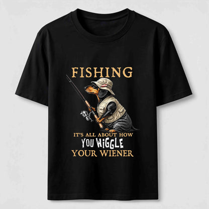 Dachshund Fishing Club Outdoor Wiener Dog Graphic Tee