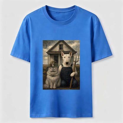 American Gothic Cat And Dog Tee