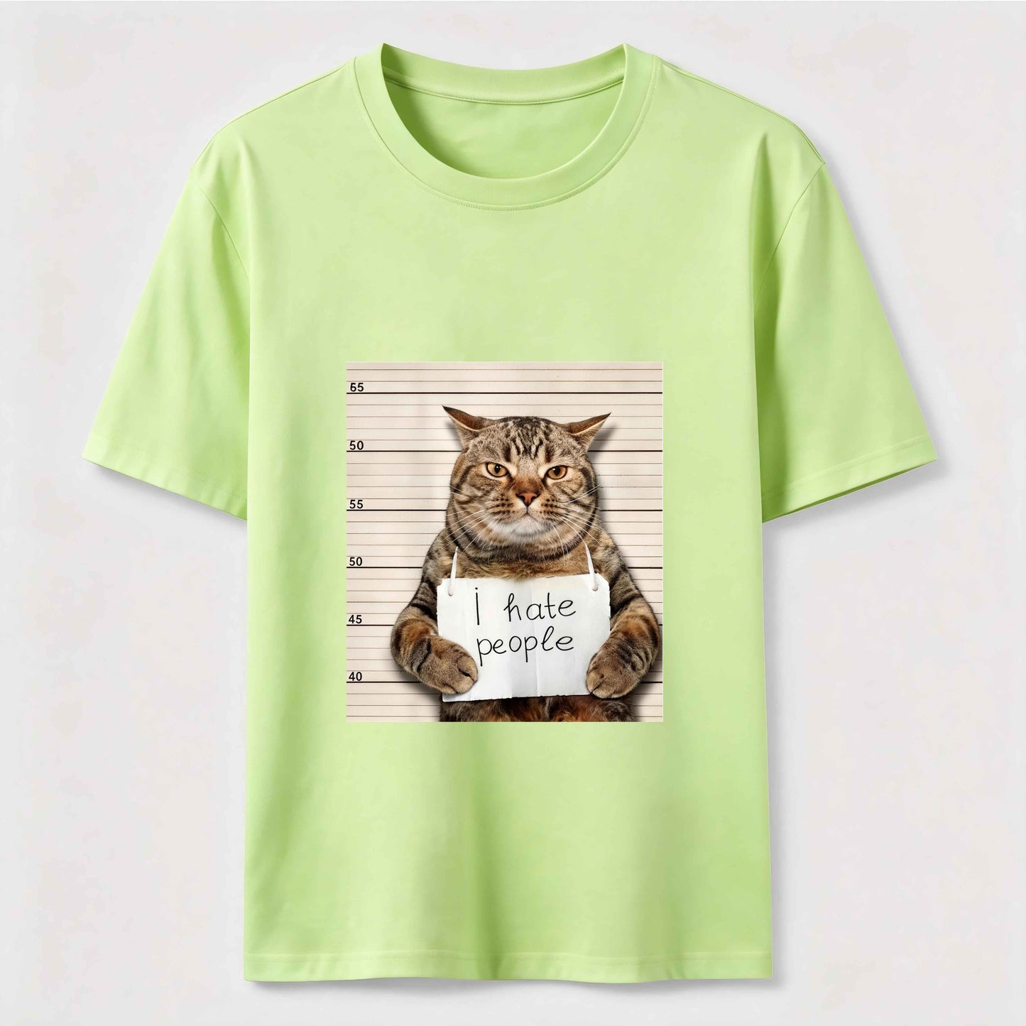 I Hate People Funny Mugshot Cat Graphic Tee