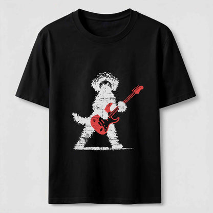 Funny Guitar Playing Puppy Graphic Tee