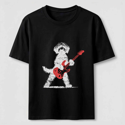 Funny Guitar Playing Puppy Graphic Tee