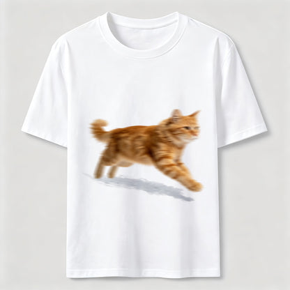 Orange Tabby Cat Running T-Shirt