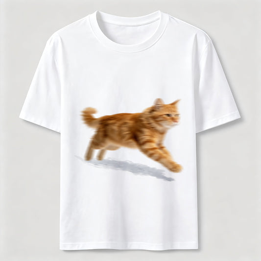 Orange Tabby Cat Running T-Shirt