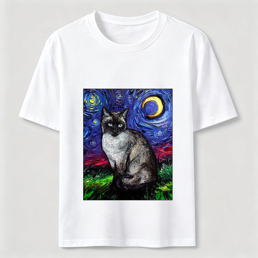 Starry Night Siamese Cat T-Shirt