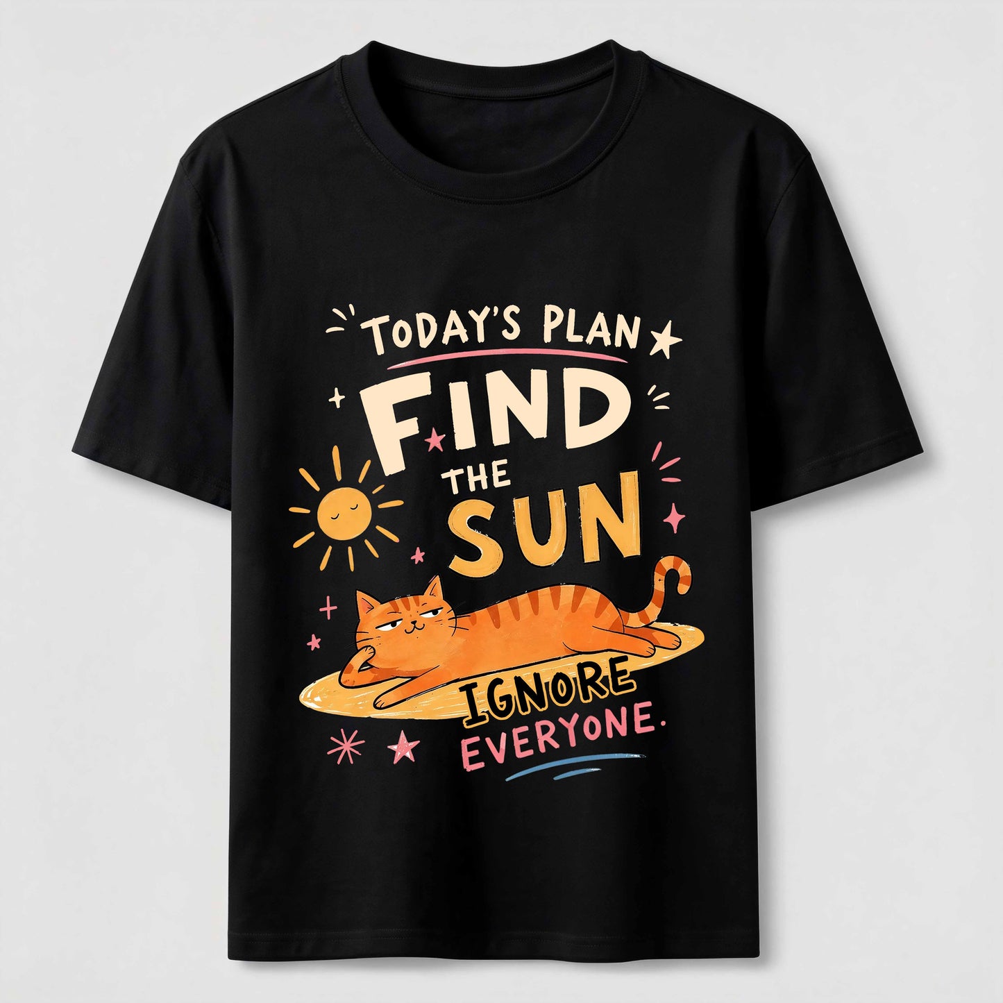 Sun-Seeking Orange Cat T-Shirt