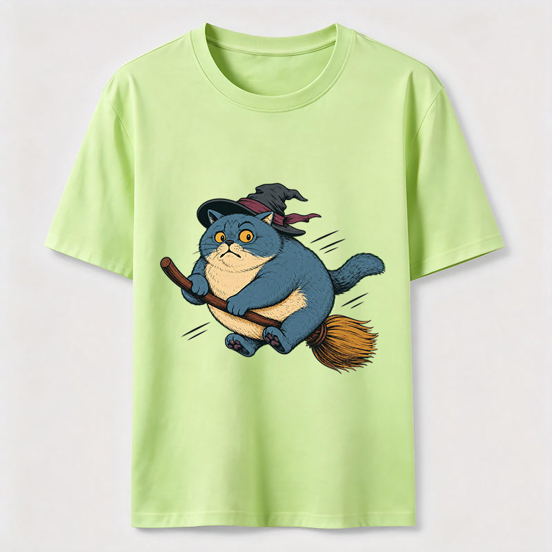 Witch Cat On A Broom T-Shirt