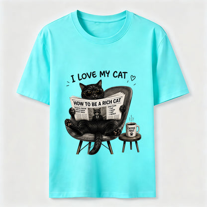 How To Be A Rich Cat Shirt Lazy Cat Coffee Lover Graphic Tee