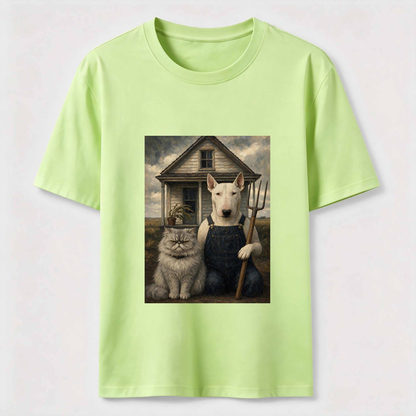 American Gothic Cat And Dog Tee