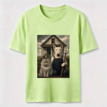American Gothic Cat And Dog Tee